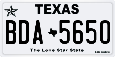 TX license plate BDA5650
