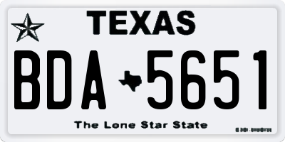 TX license plate BDA5651