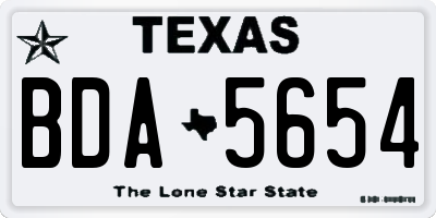 TX license plate BDA5654