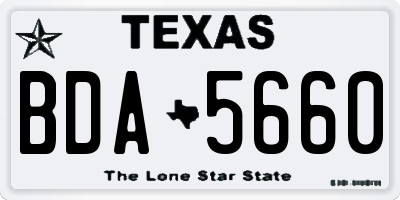TX license plate BDA5660
