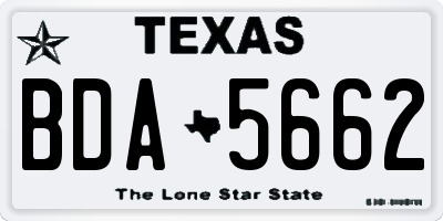 TX license plate BDA5662