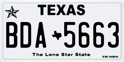 TX license plate BDA5663