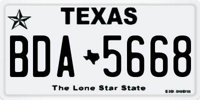 TX license plate BDA5668