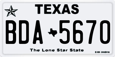 TX license plate BDA5670