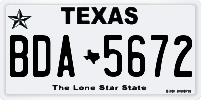 TX license plate BDA5672