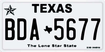 TX license plate BDA5677