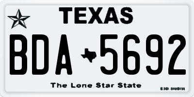 TX license plate BDA5692