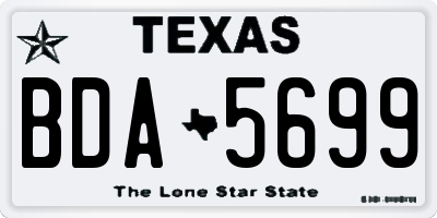 TX license plate BDA5699