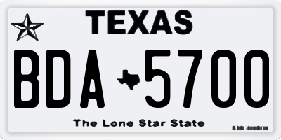 TX license plate BDA5700