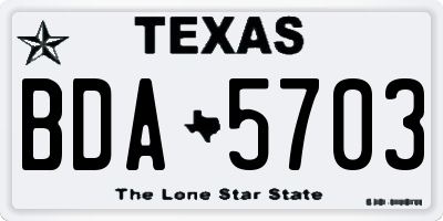 TX license plate BDA5703
