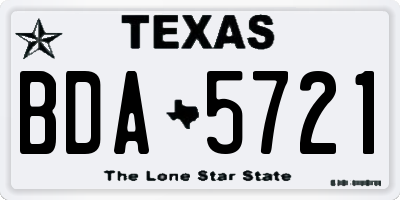 TX license plate BDA5721