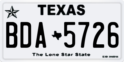 TX license plate BDA5726
