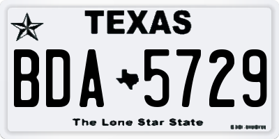 TX license plate BDA5729