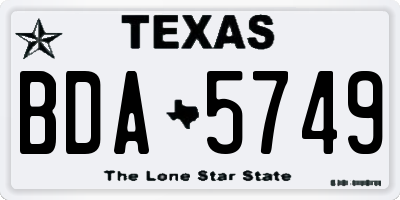 TX license plate BDA5749