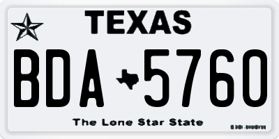 TX license plate BDA5760