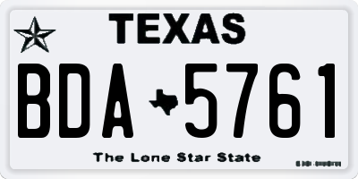 TX license plate BDA5761