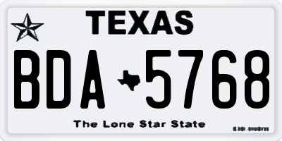 TX license plate BDA5768