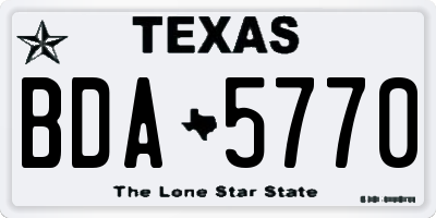 TX license plate BDA5770