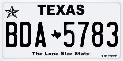 TX license plate BDA5783