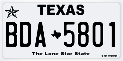 TX license plate BDA5801