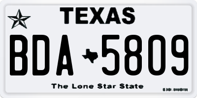 TX license plate BDA5809