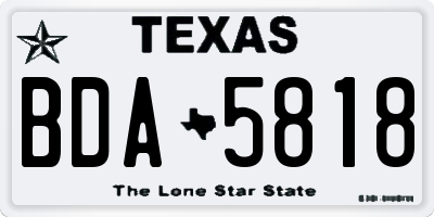 TX license plate BDA5818