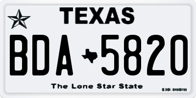 TX license plate BDA5820
