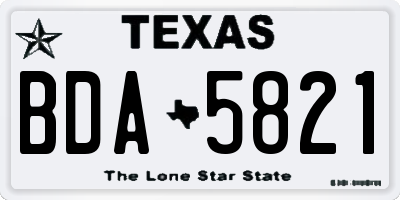 TX license plate BDA5821