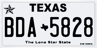 TX license plate BDA5828