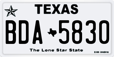 TX license plate BDA5830