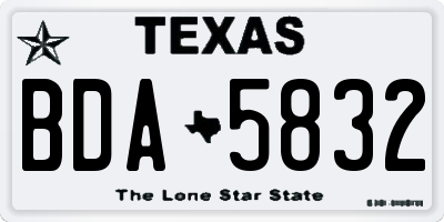 TX license plate BDA5832