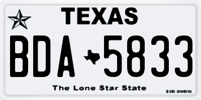 TX license plate BDA5833