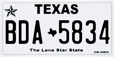 TX license plate BDA5834