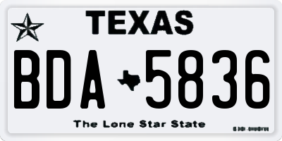TX license plate BDA5836