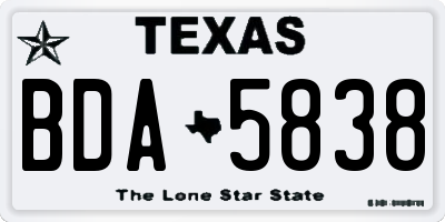 TX license plate BDA5838