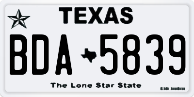 TX license plate BDA5839