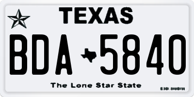 TX license plate BDA5840