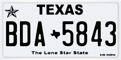 TX license plate BDA5843