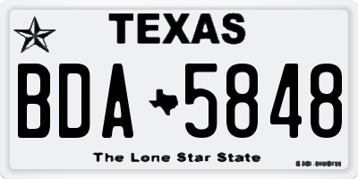 TX license plate BDA5848