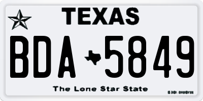TX license plate BDA5849