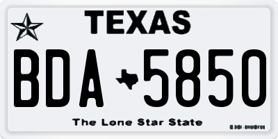 TX license plate BDA5850