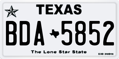 TX license plate BDA5852