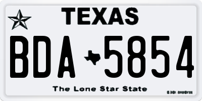TX license plate BDA5854