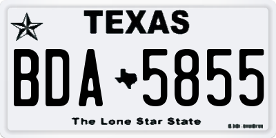 TX license plate BDA5855