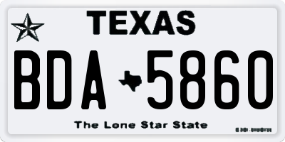 TX license plate BDA5860
