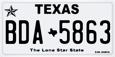 TX license plate BDA5863