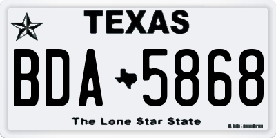 TX license plate BDA5868