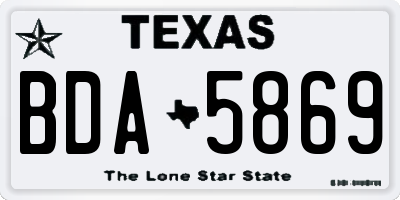 TX license plate BDA5869