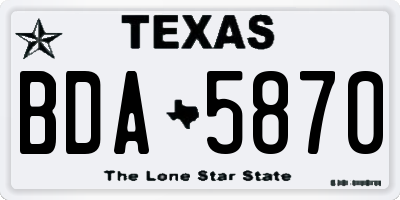 TX license plate BDA5870