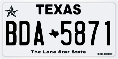 TX license plate BDA5871